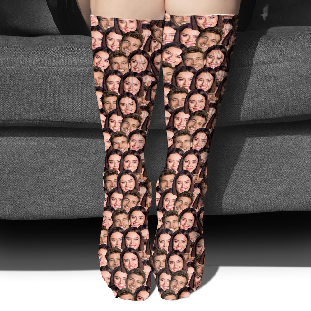Customizable Printed Face Socks - Personalized Couple Socks