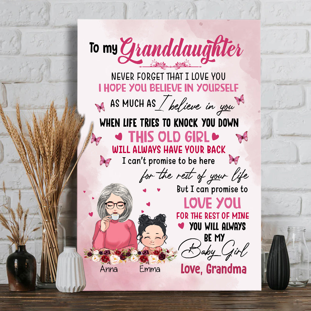 To My Granddaughter - Personalized Grandma Canvas And Poster