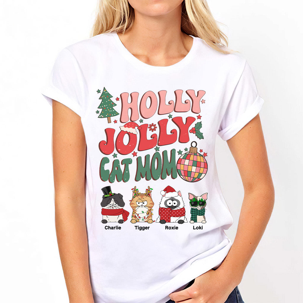 Maman chat/maman chien - T-shirt et sweat à capuche personnalisés pour chat Holly Jolly