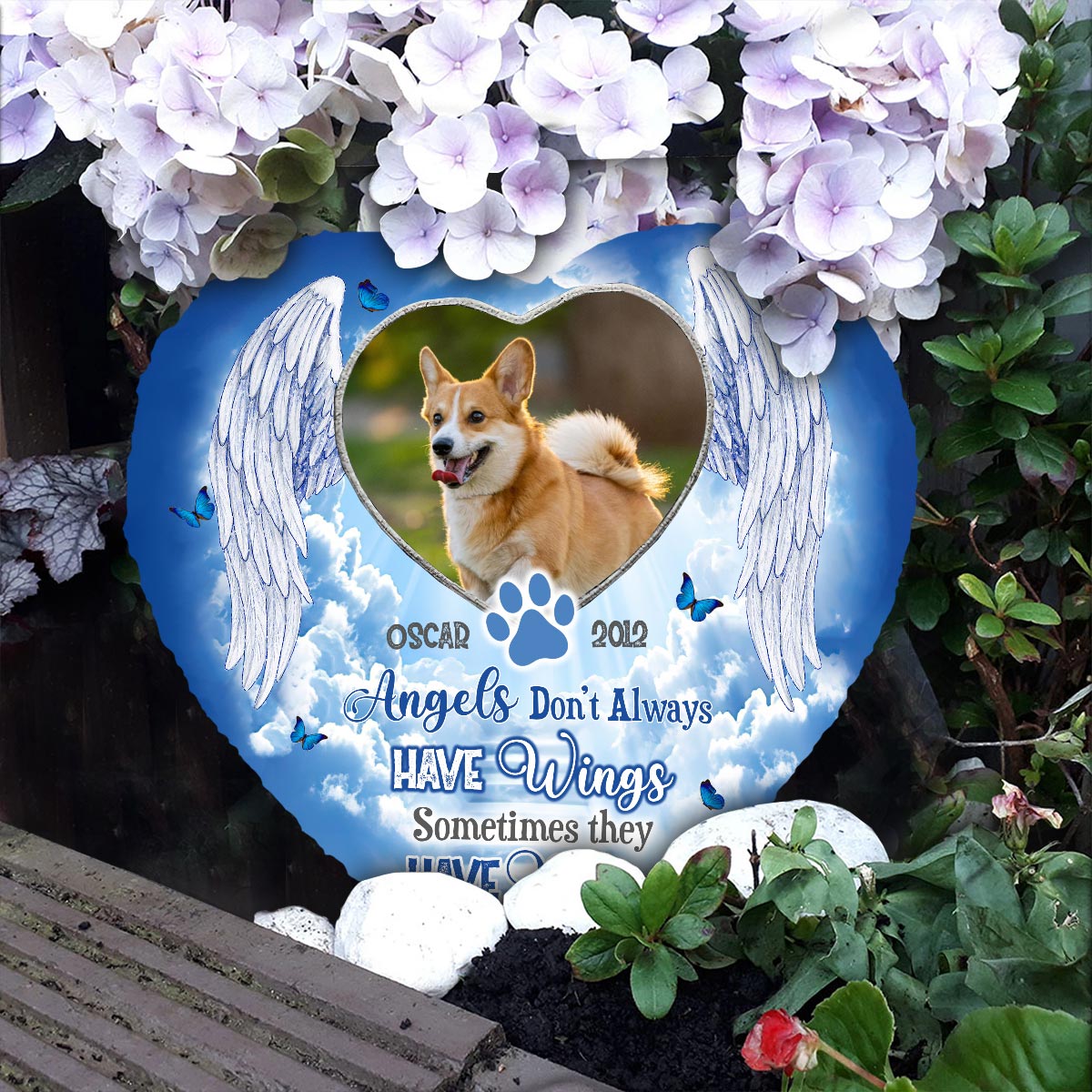 Angels Have Paws - Personalized Dog Heart Shaped Stone