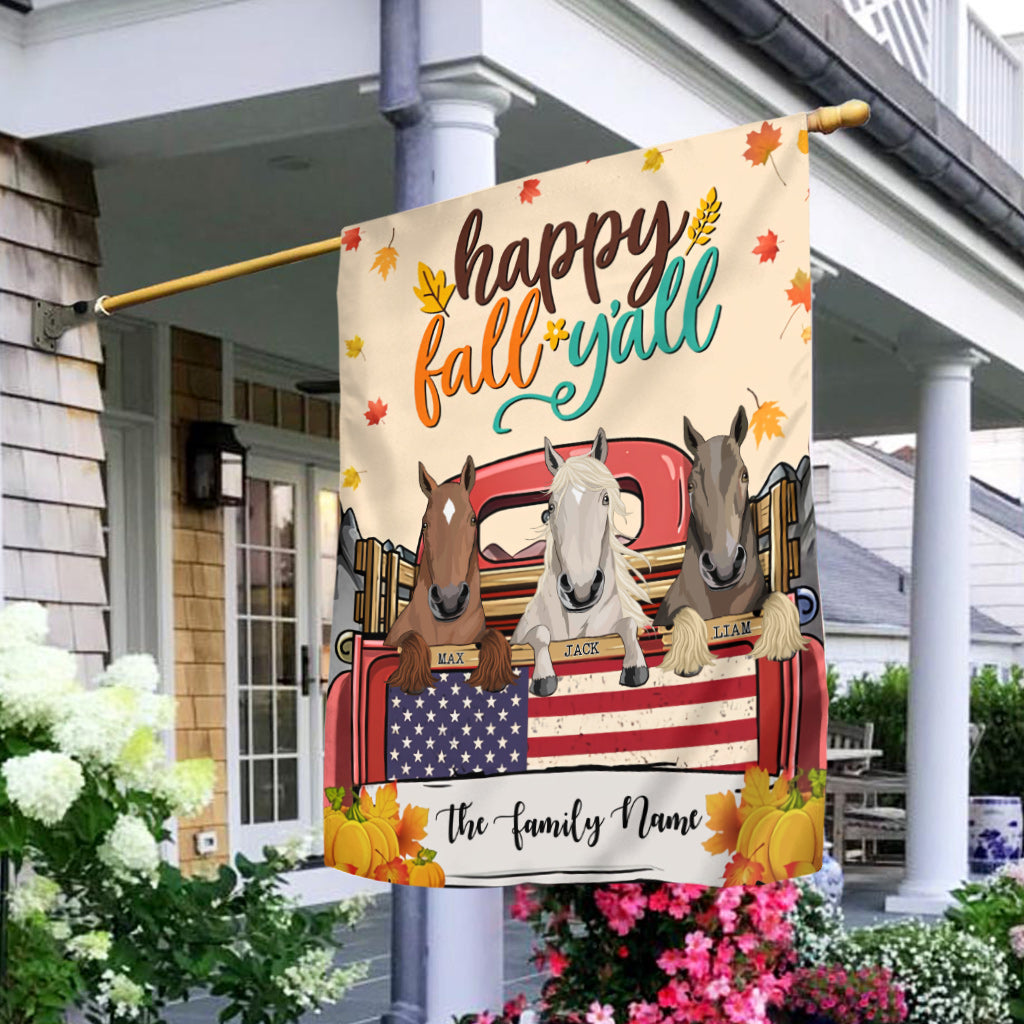 Happy Fall Y'all - Personalized Horse House Flag