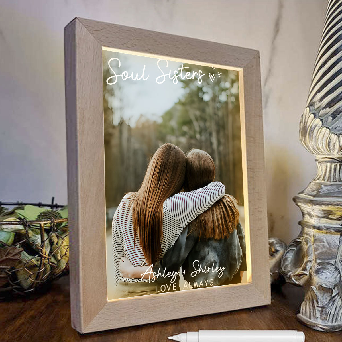 Besties Love Always - Personalized Bestie Light Photo Frame