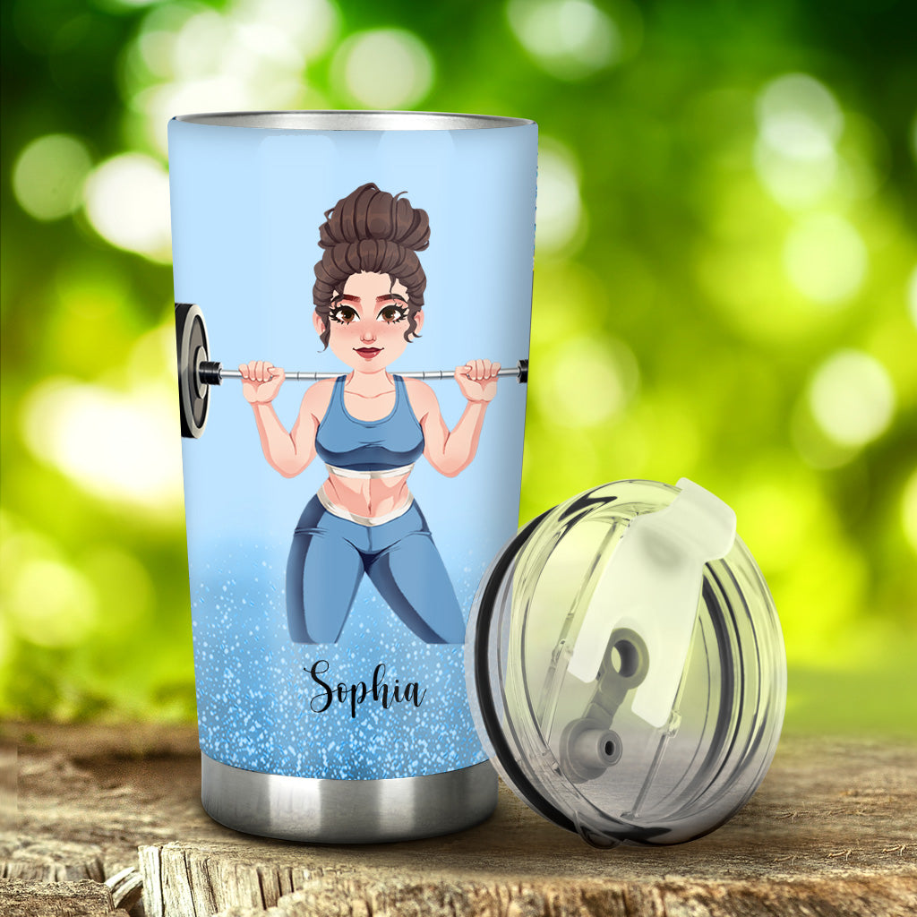 Et elle souleva des poids pour toujours - Gobelet isotherme de fitness personnalisé