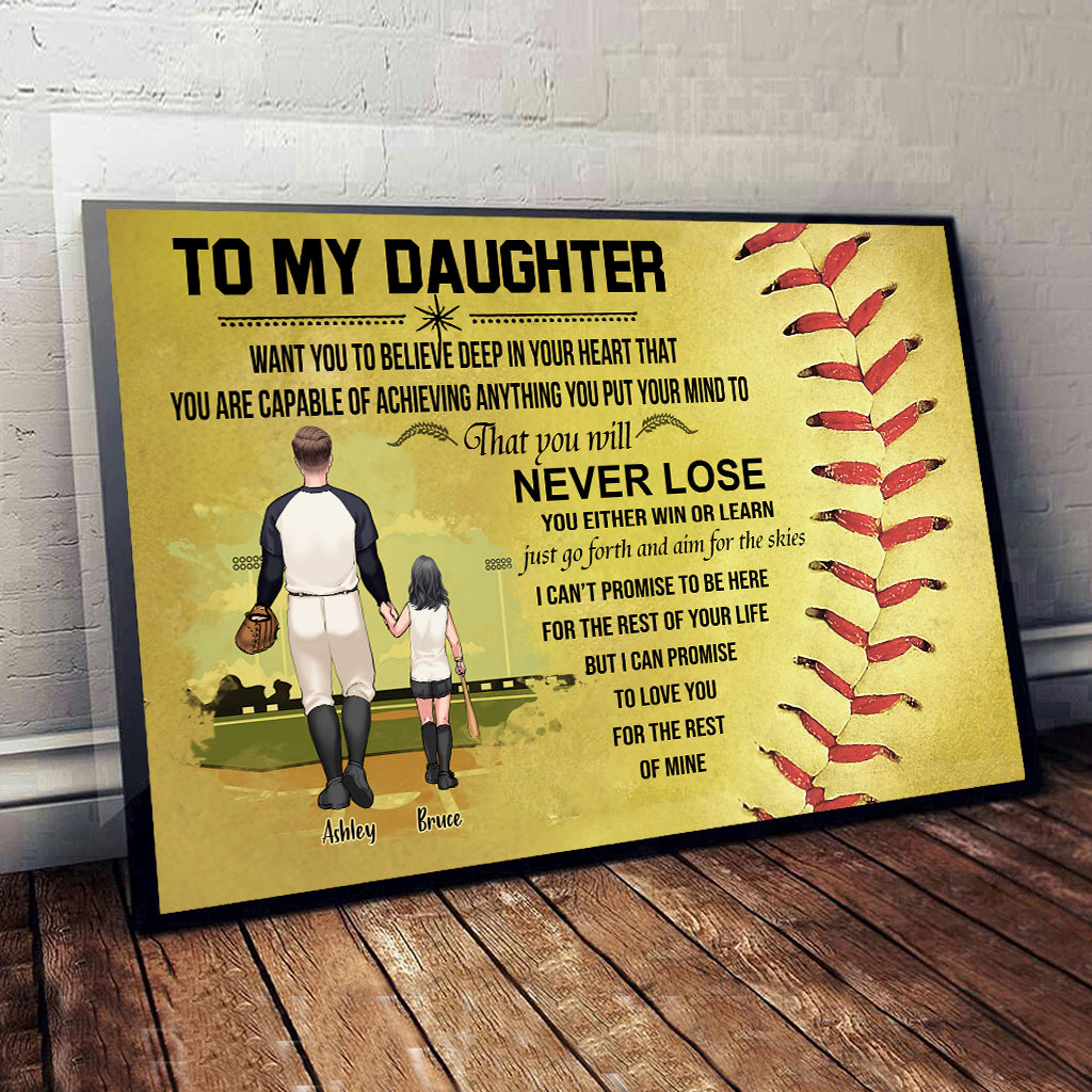 You Will Never Lose - Personalized Softball Canvas And Poster