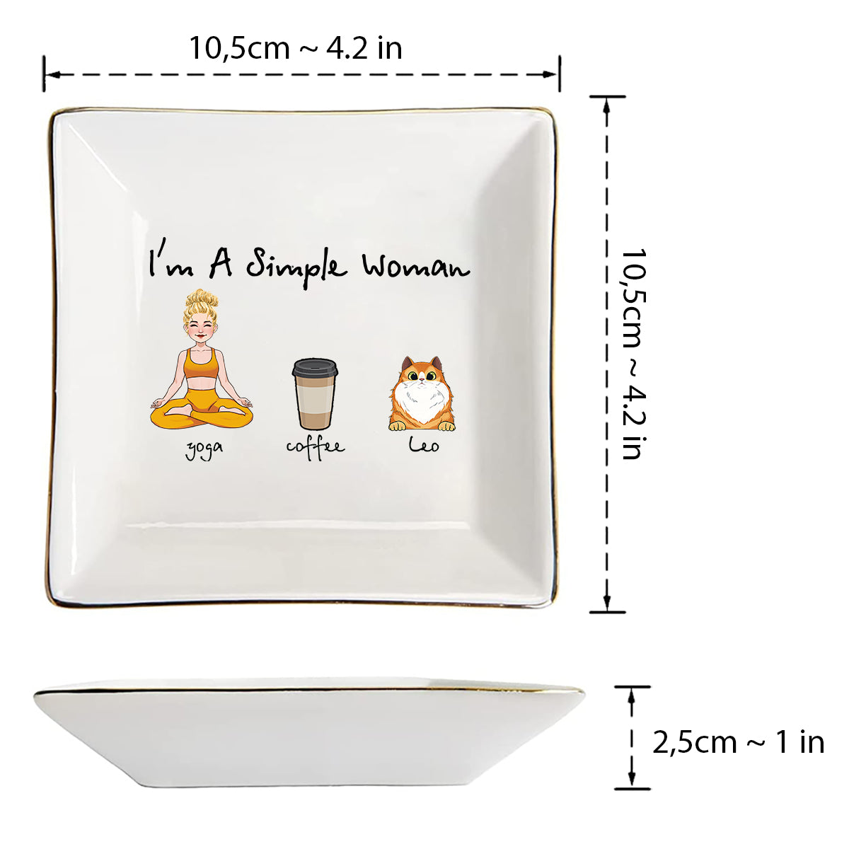 I'm A Simple Woman - Yoga gift for dog lover, cat lover, cat lover - Personalized Jewelry Dish