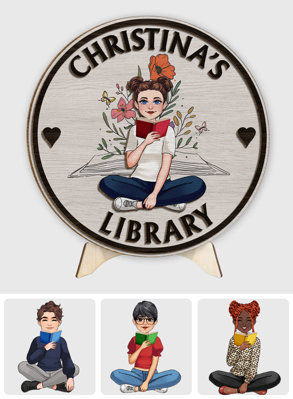 My Library - Personalized Book 2 Layered Wood Sign / Wood Plaque