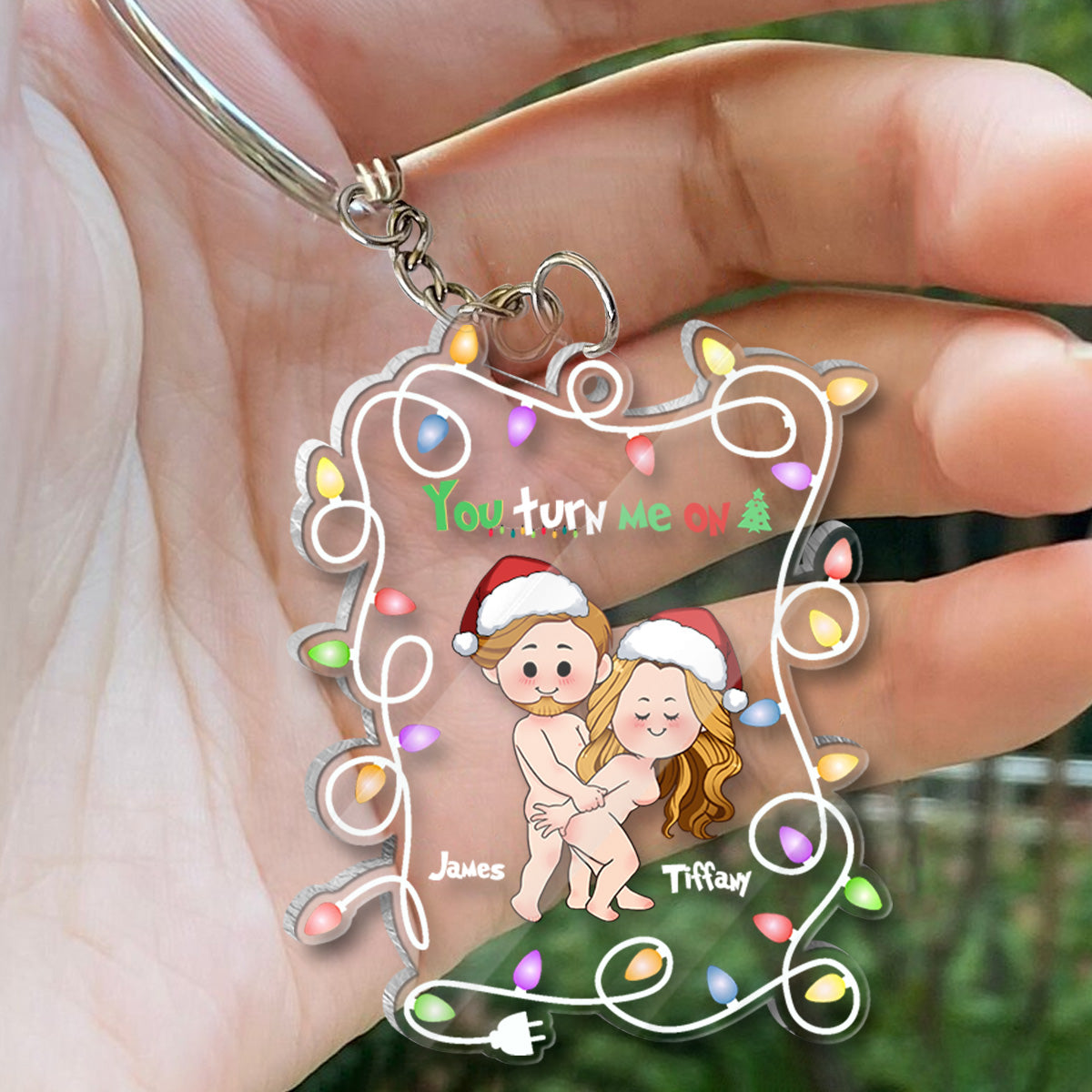 You Turn Me On - Personalized Couple Transparent Keychain