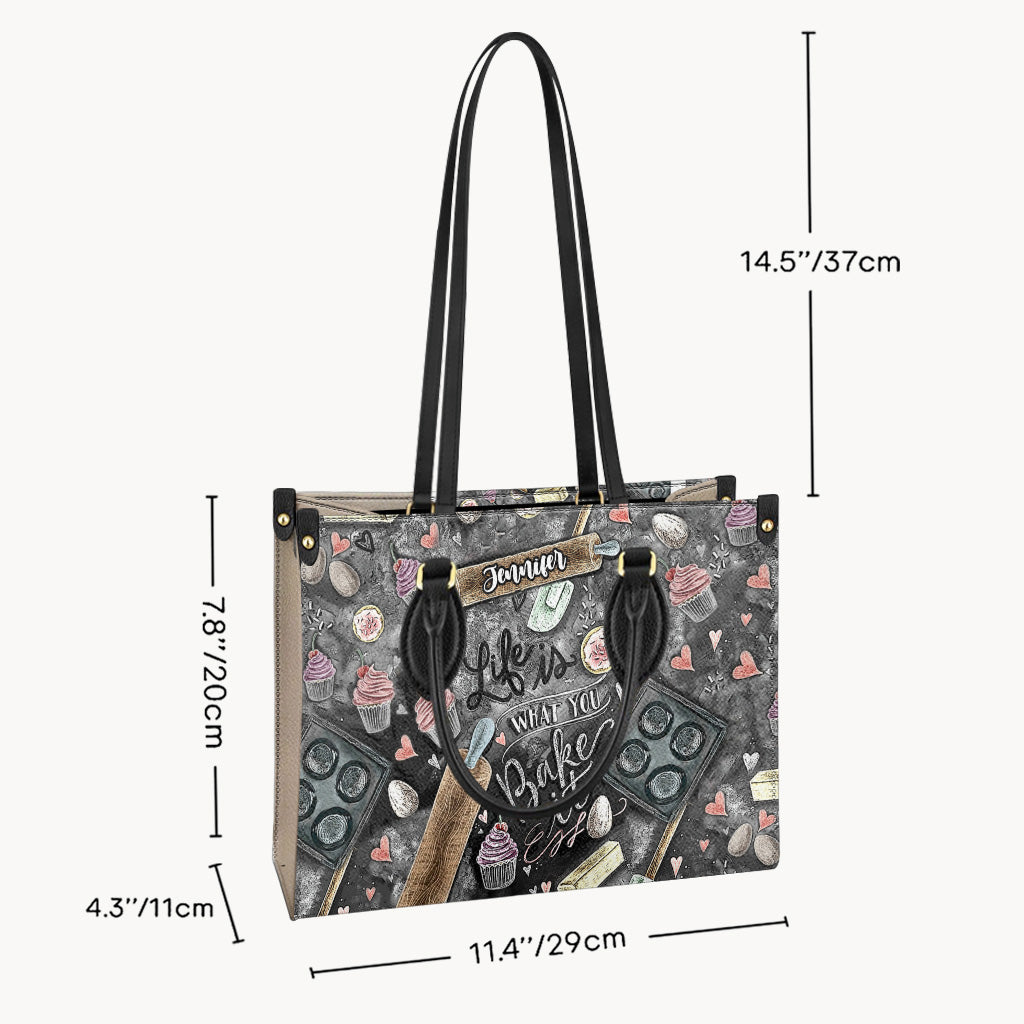 Life Is What You Bake It - Personalized Baking Leather Handbag