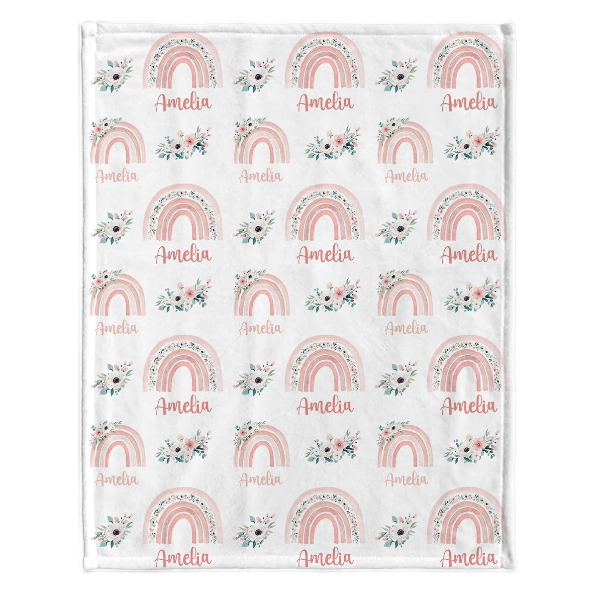 Retro-Regenbogen-Babydecke mit individuellem Namen