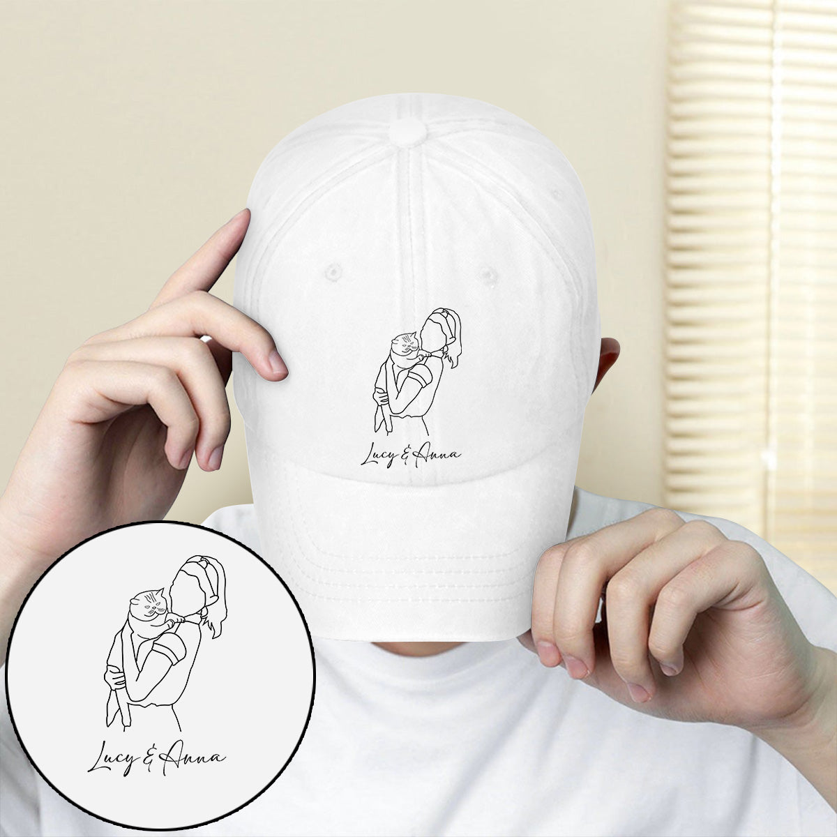 Casquette classique brodée avec photo personnalisée et chat