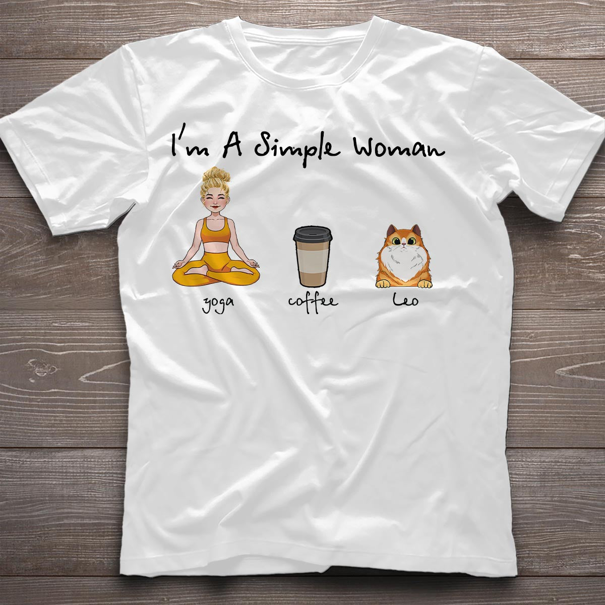 Ich bin eine einfache Frau – Personalisiertes Yoga-T-Shirt und Hoodie