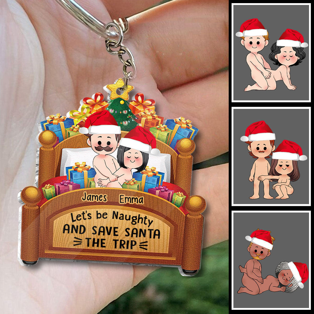 Let's Be Naughty - Personalized Couple Keychain