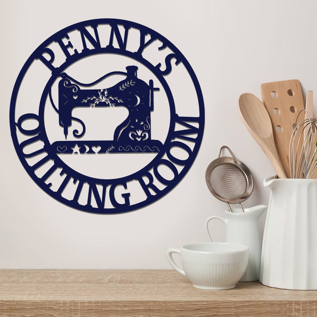 Salle de patchwork - Panneau métallique personnalisé découpé au patchwork