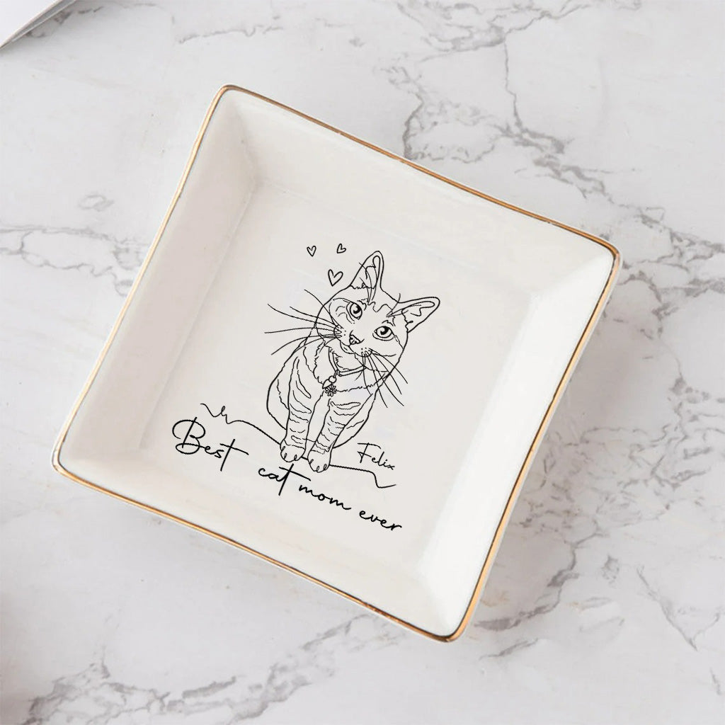 Best Cat Mom / Dog Mom Ever - Gift for cat lovers, dog lover - Personalized Jewelry Dish