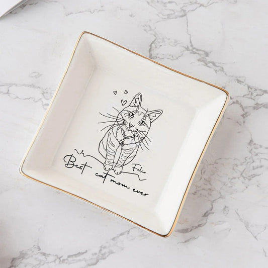 Best Cat Mom / Dog Mom Ever - Gift for cat lovers, dog lover - Personalized Jewelry Dish