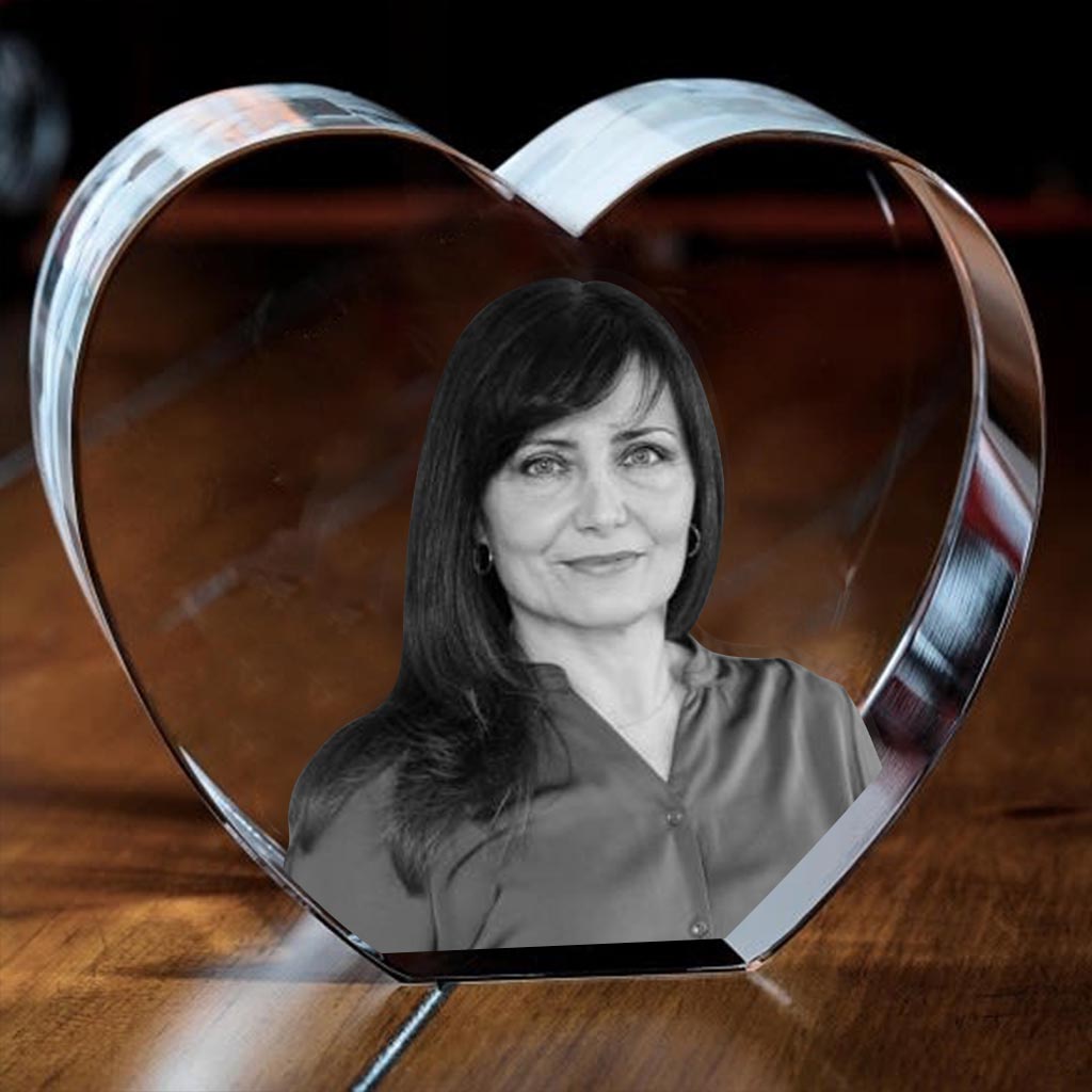 Foto nach Wunsch – Personalisierte 3D-Herz-Kristalllampe mit Lasergravur für Tante