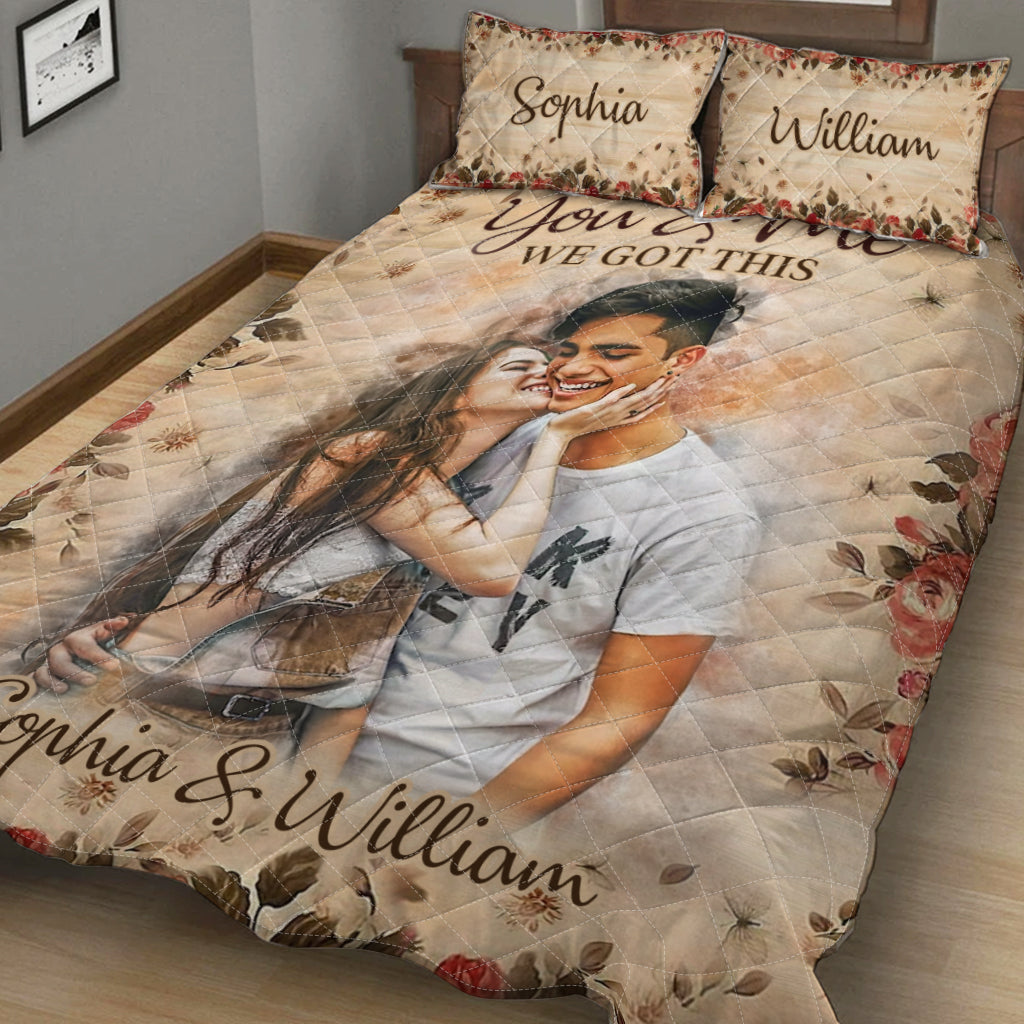Watercolor Couple - Personalized Couple Quilt Set