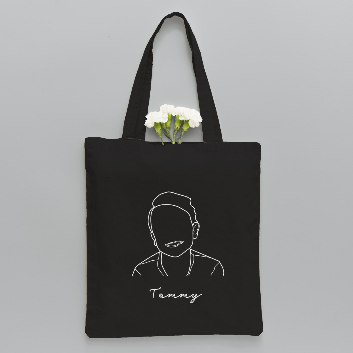 Custom Photo Line Art - Personalized Kid Embroidered Tote Bag