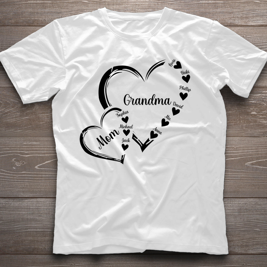 Grandma/Mom/Nana Heart - Personalized Grandma T-shirt And Hoodie