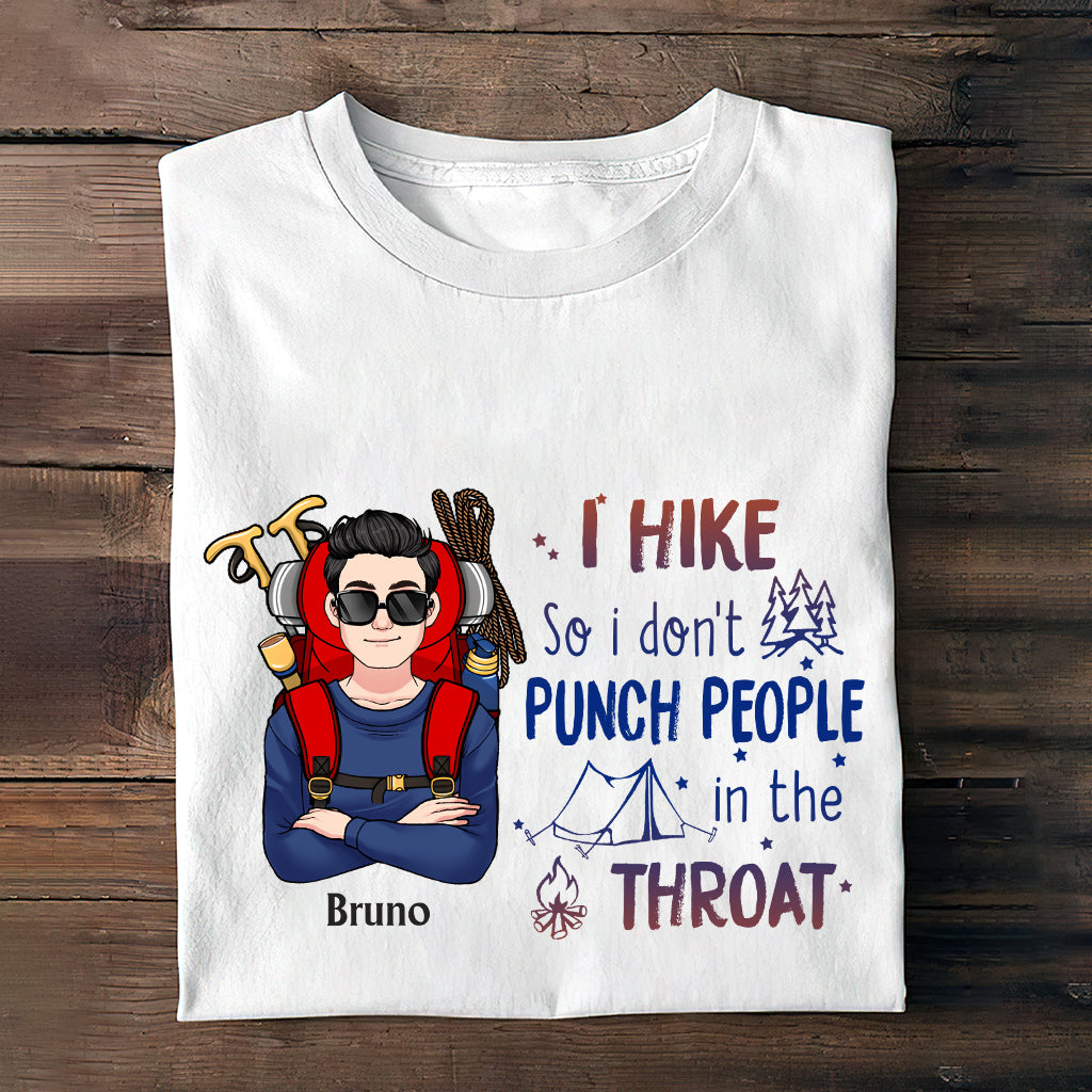 Ich wandere, damit ich niemandem in den Hals schlage – Personalisiertes Wander-T-Shirt und Hoodie