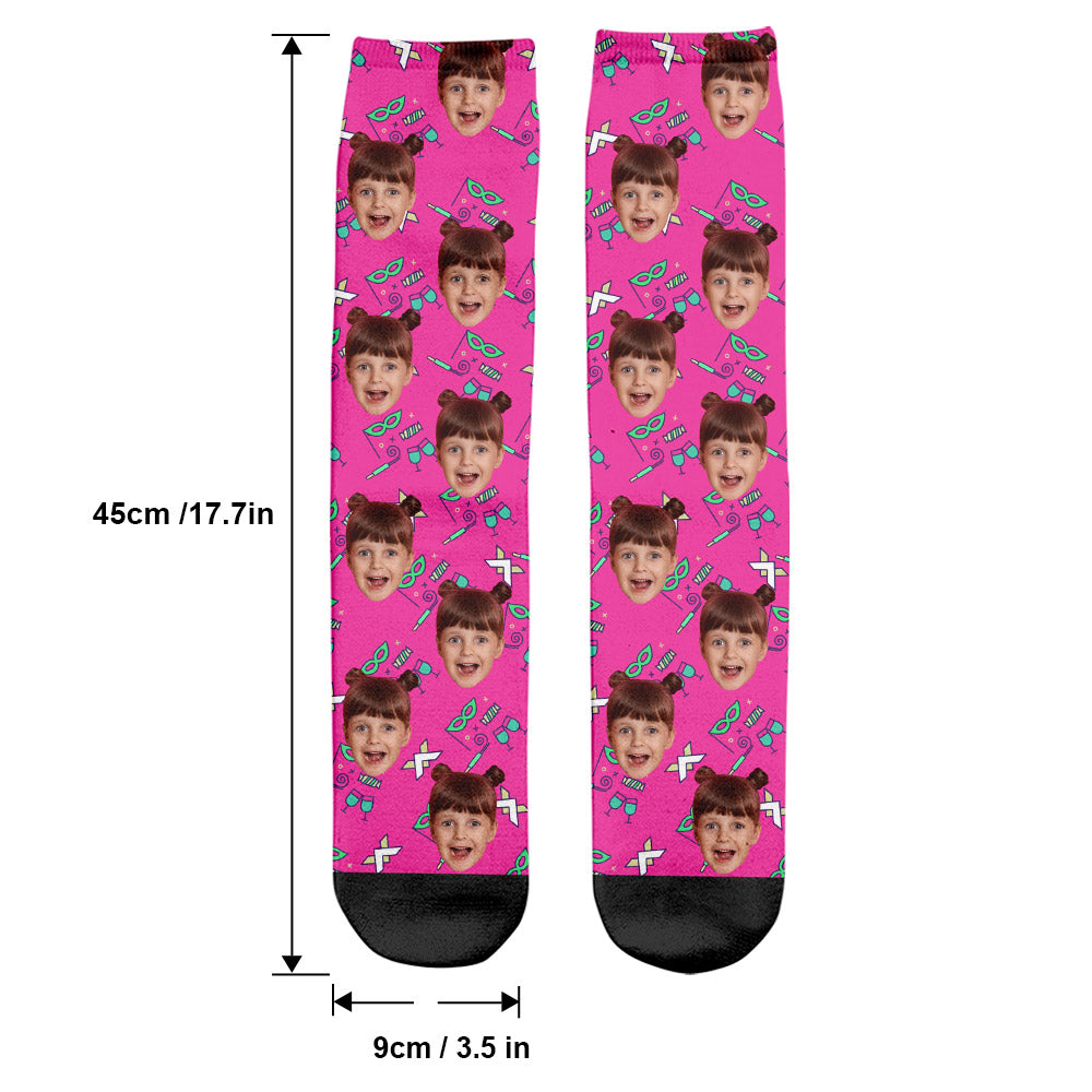 Custom Face Party Pattern - Personalized Kid Socks