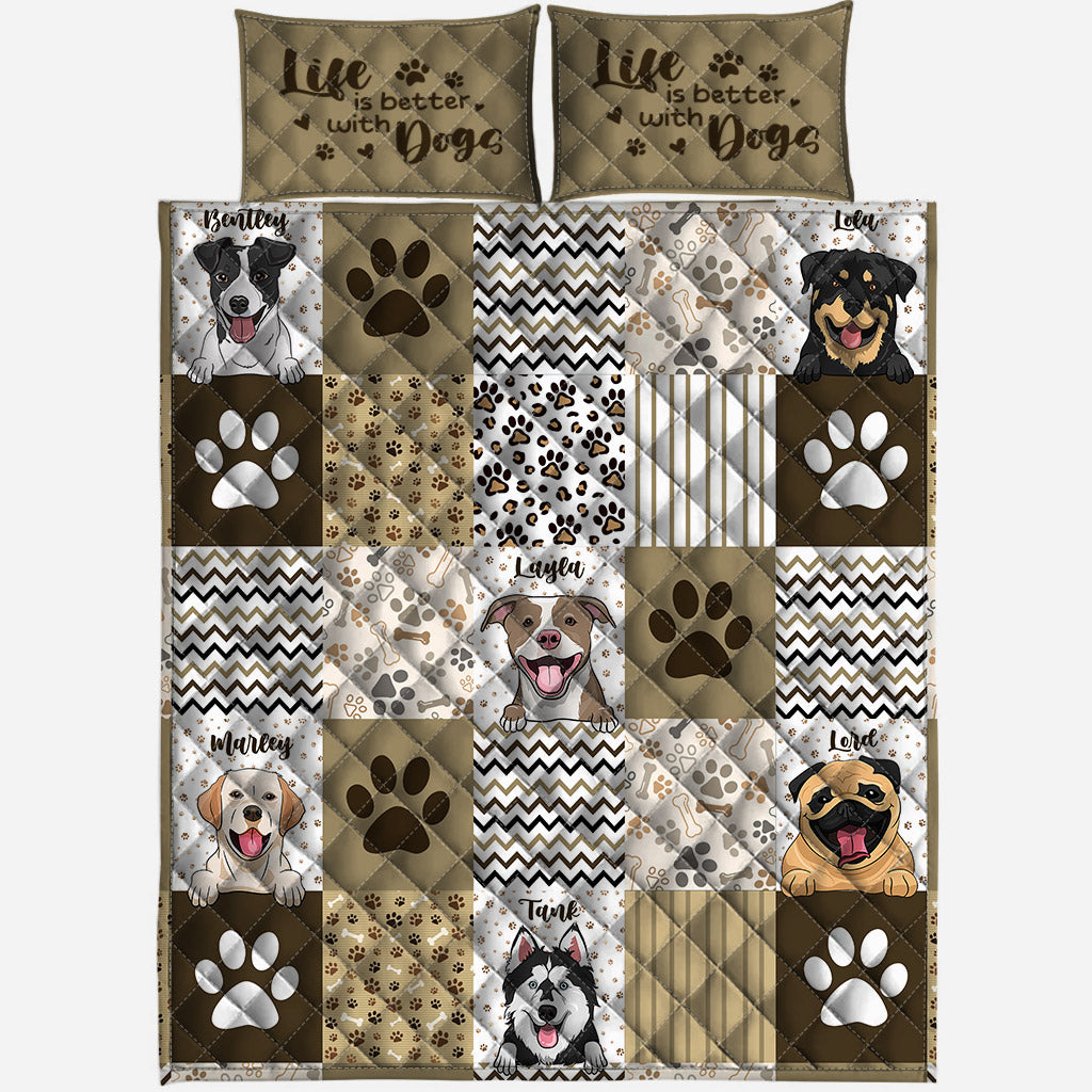 Niedliche Muster, personalisierte Haustierporträts – Geschenk für Hundeliebhaber – personalisiertes Quilt-Set