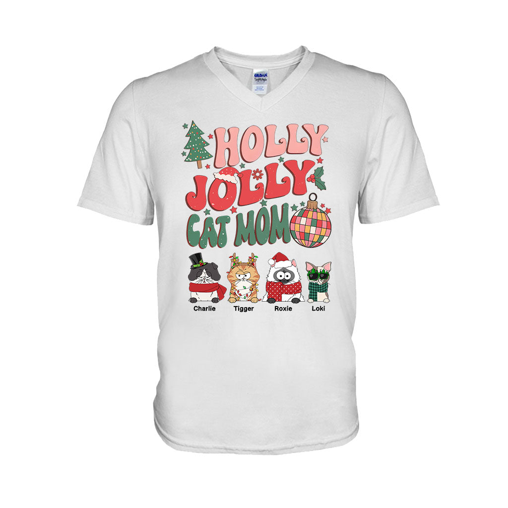 Maman chat/maman chien - T-shirt et sweat à capuche personnalisés pour chat Holly Jolly