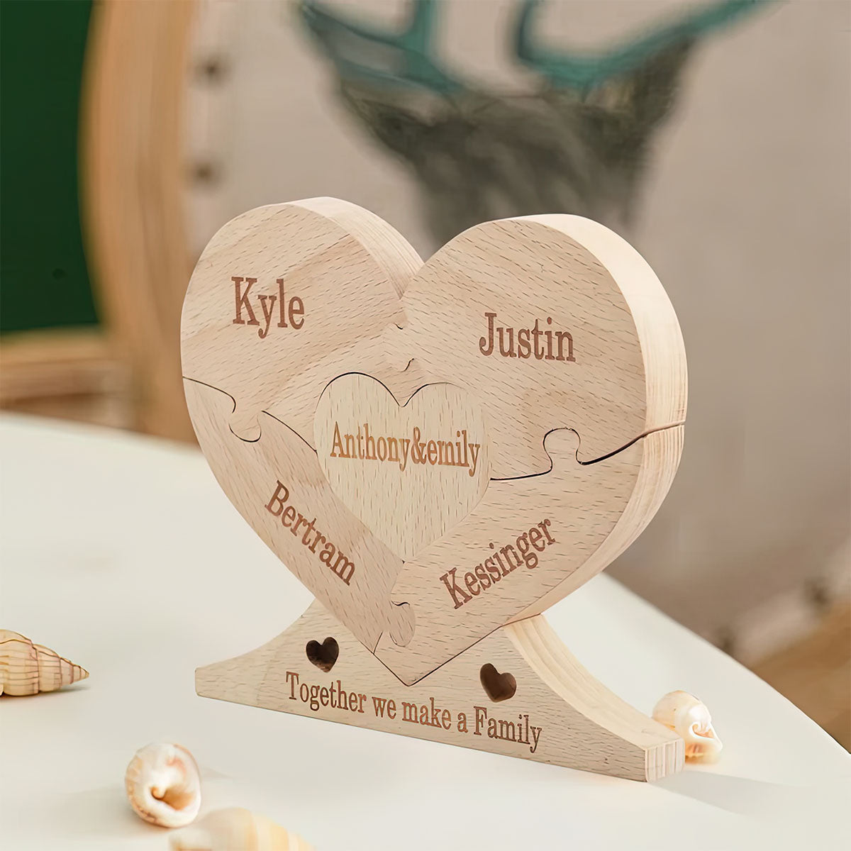 Together We Make A Family - Personalized Family Wooden Puzzle Standing