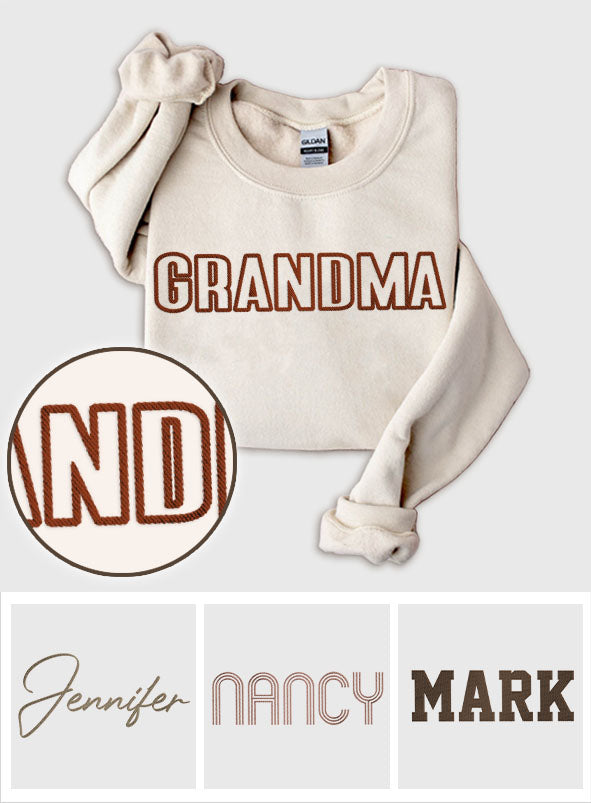 Personalisierter, bestickter Pullover für Oma – individueller Name