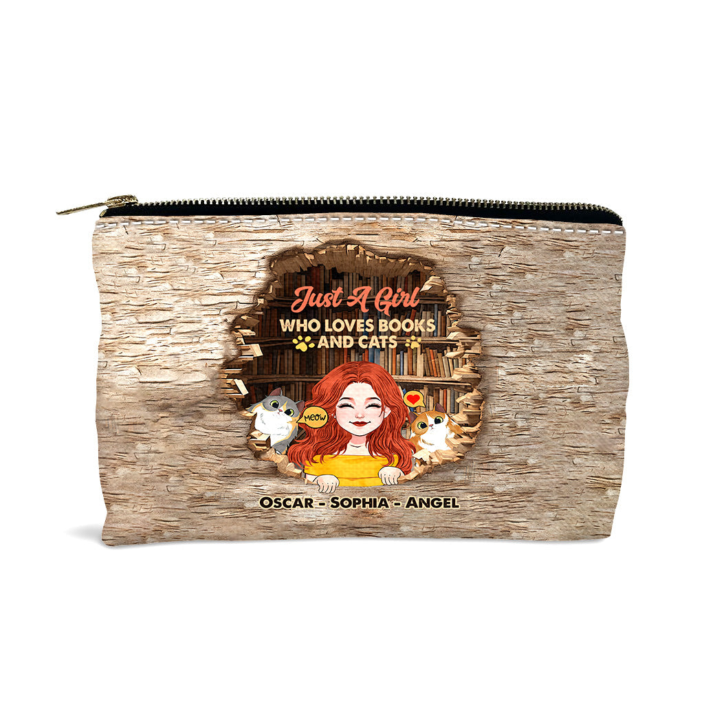 Love Books And Cats - Personalized Book Pouch