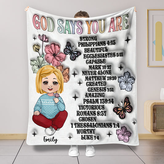 God Says You Are - Personalized Kid Blanket