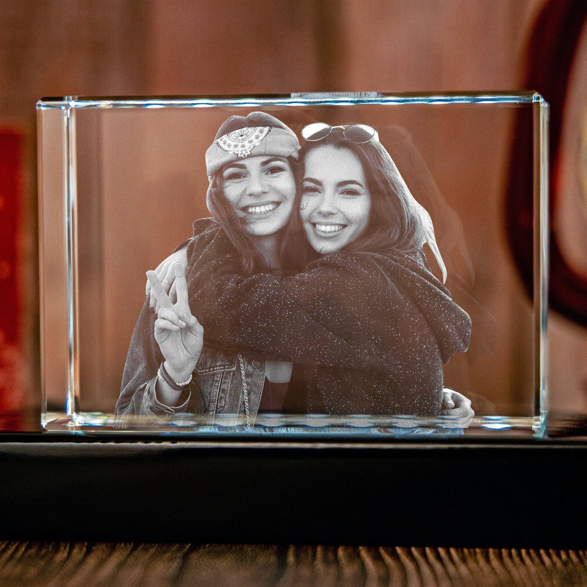 Custom Photo - Personalized Bestie Laser Engraving 3D Cuboid Shaped Crystal Lamp