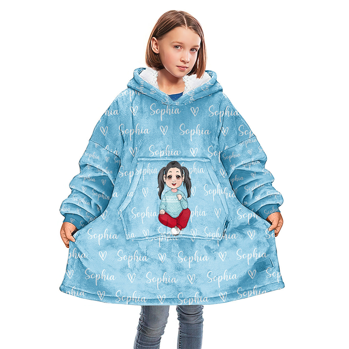 Merry Christmas Kids - Personalized Kid Blanket Hoodie