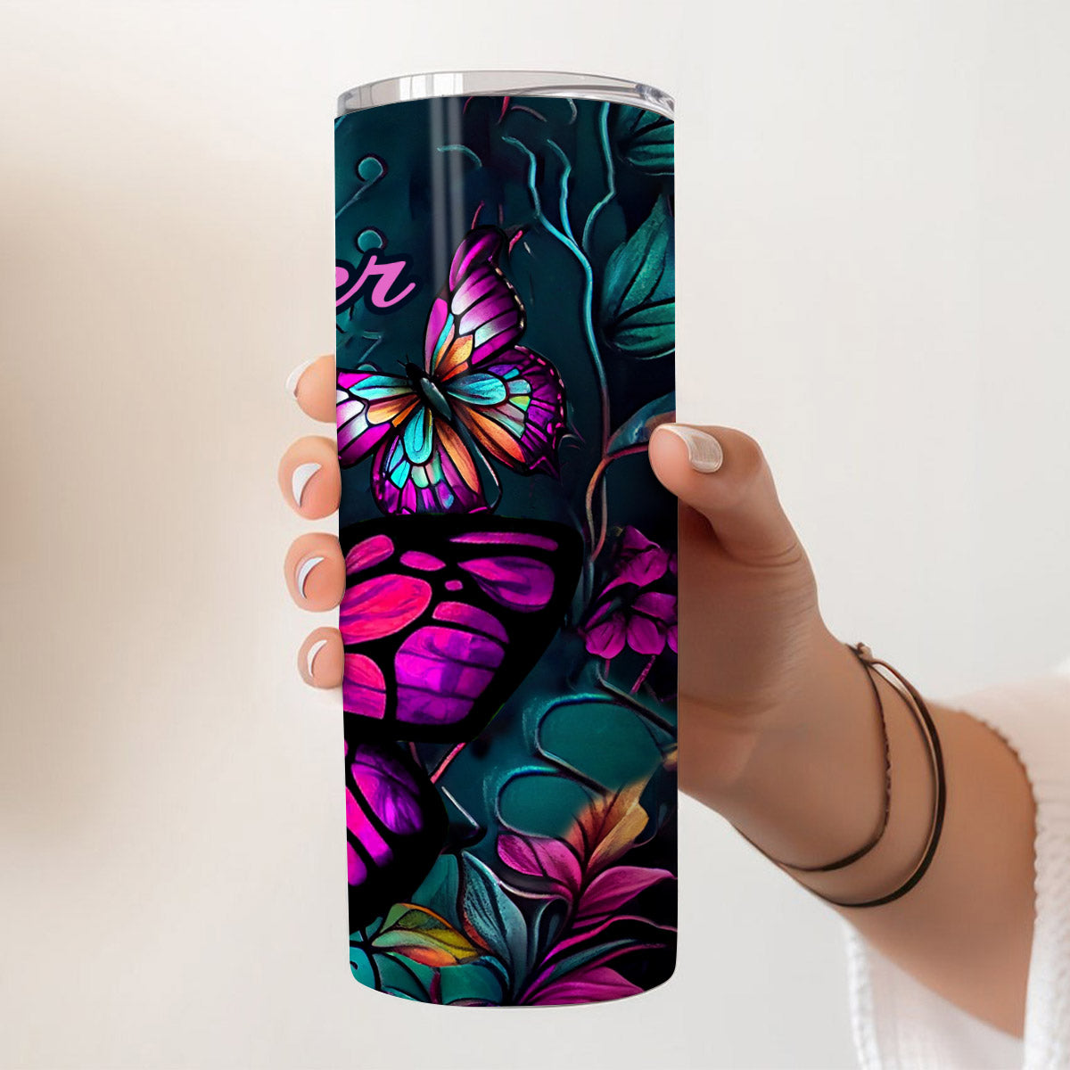 Butterfly Girl - Butterfly gift for her - Personalized Skinny Tumbler