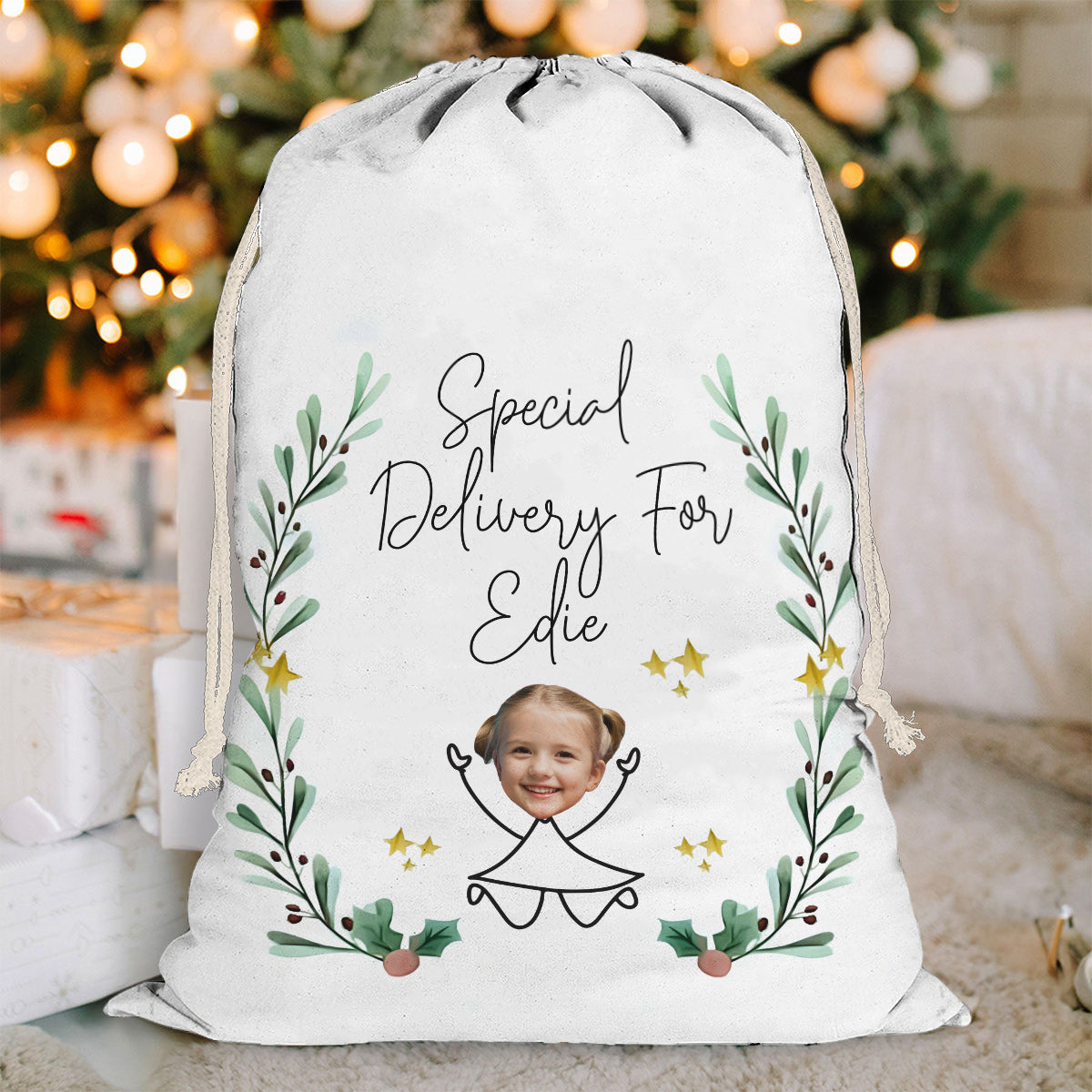 Special Delivery For - Personalized Kid Drawstring Tote Bag