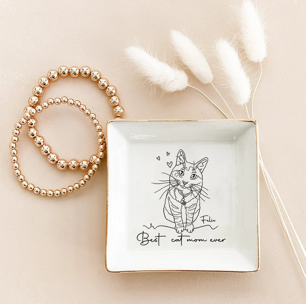 Best Cat Mom / Dog Mom Ever - Gift for cat lovers, dog lover - Personalized Jewelry Dish