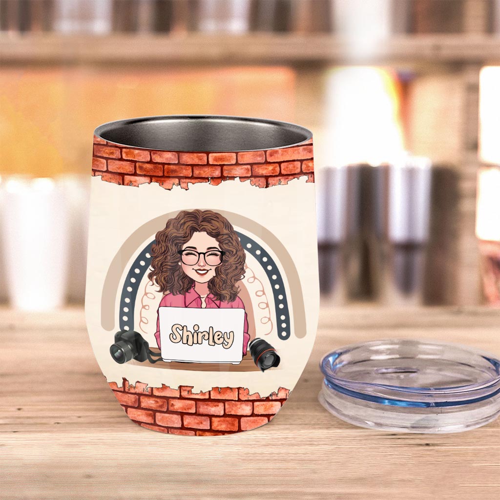 Can't Talk I'm Editing - Personalized Photography Wine Tumbler