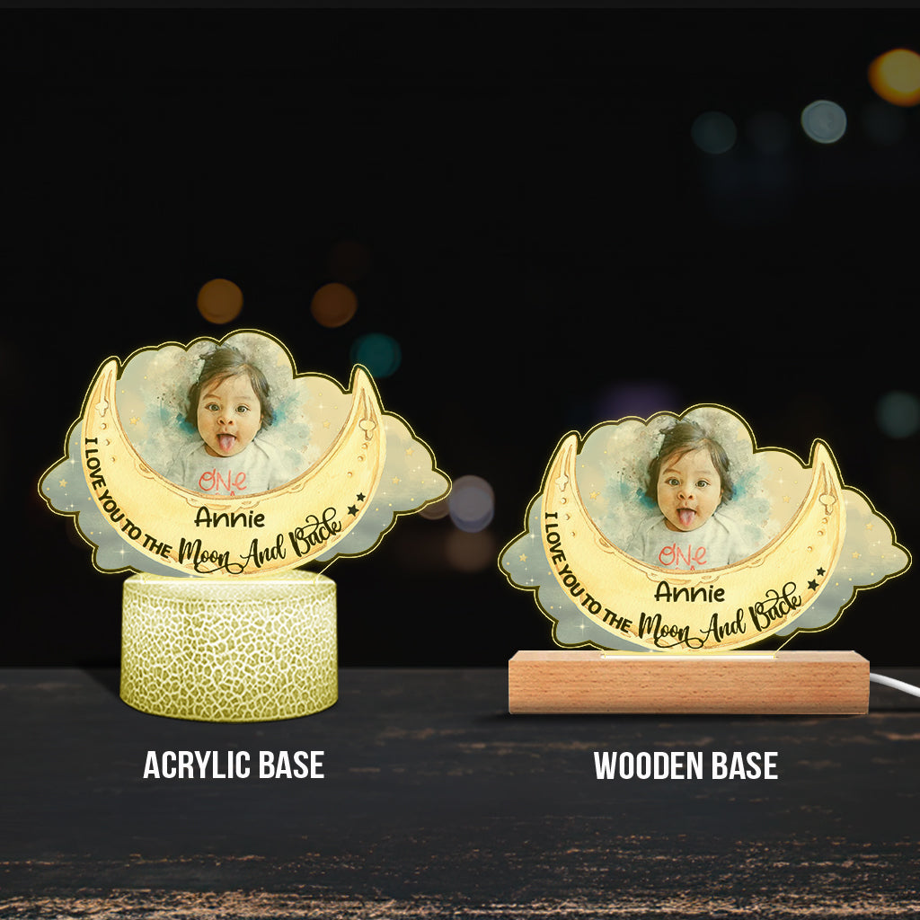 I Love You To The Moon And Back - Personalized Kid Shaped Plaque Light Base