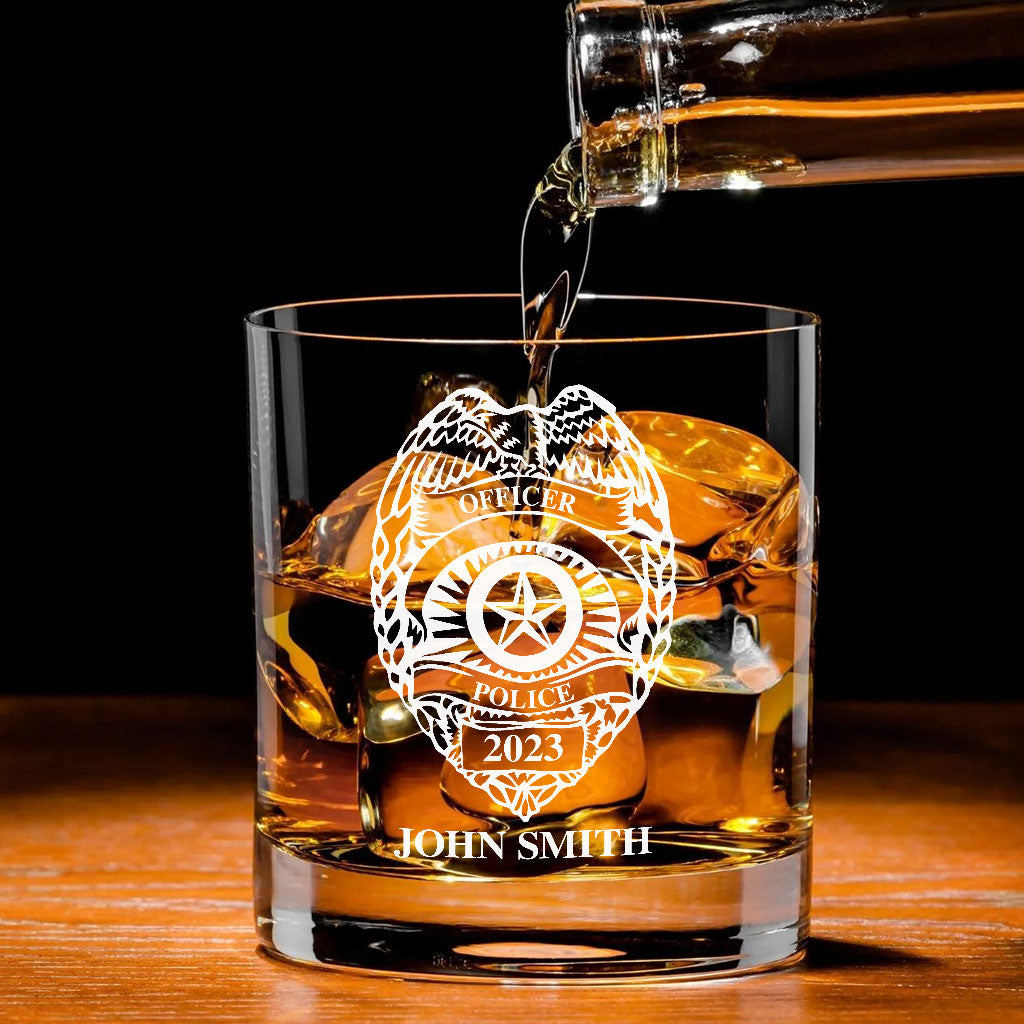 Police Officer - Personalized Police Officer Rock Glass