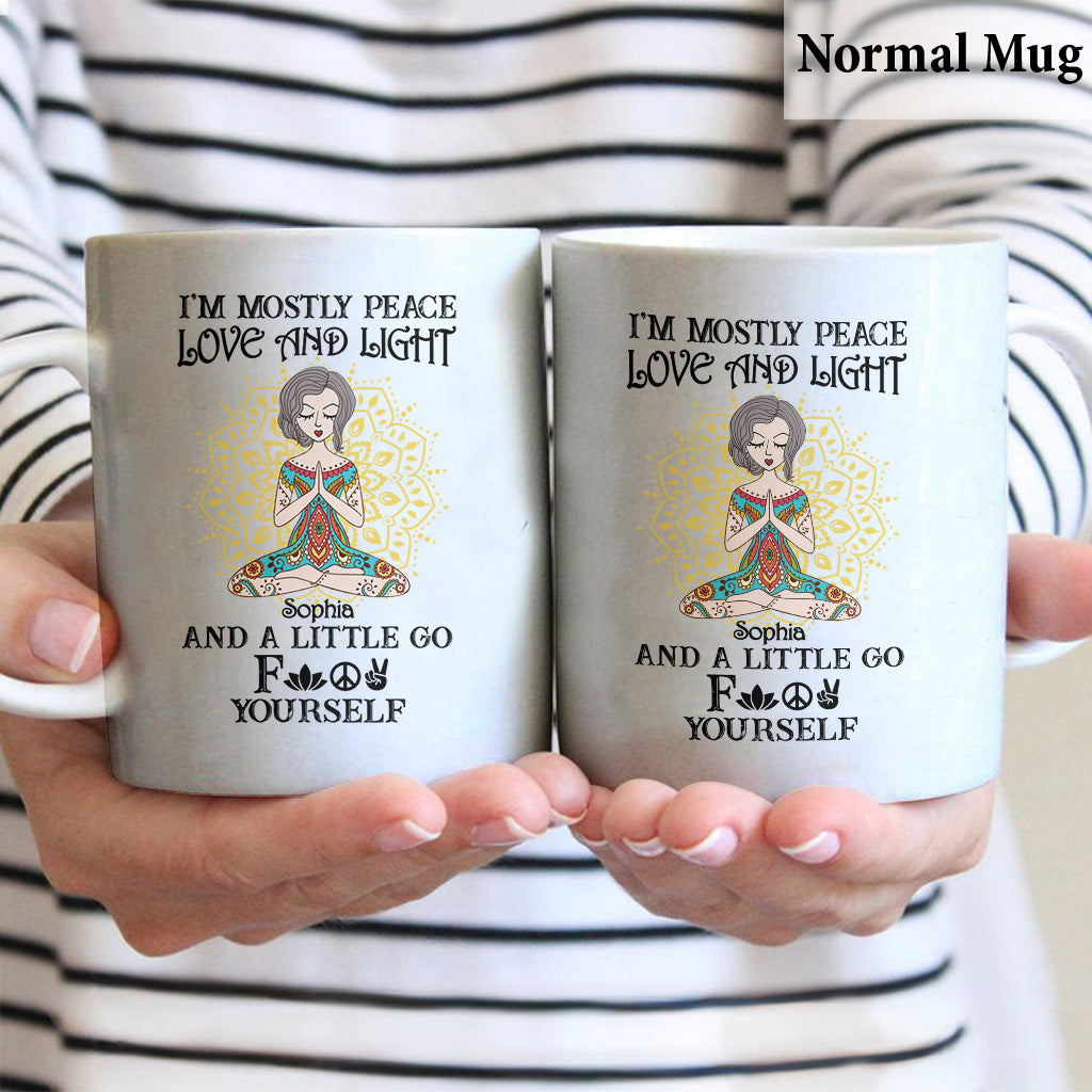 I’m Mostly Peace Love And Light - Personalized Yoga Mug