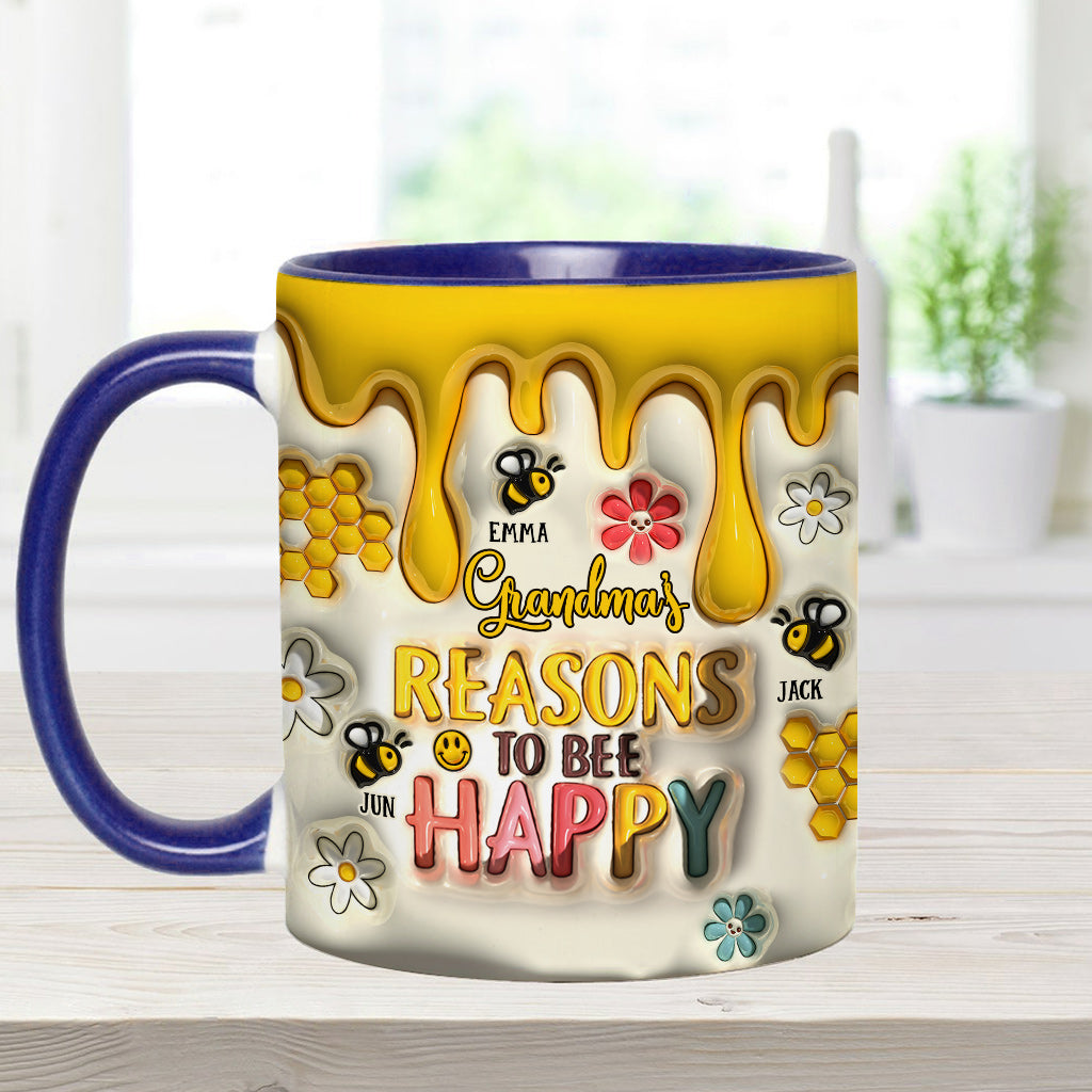 Grandma’s Reasons To Bee Happy - Gift for grandma - Personalized Accent Mug