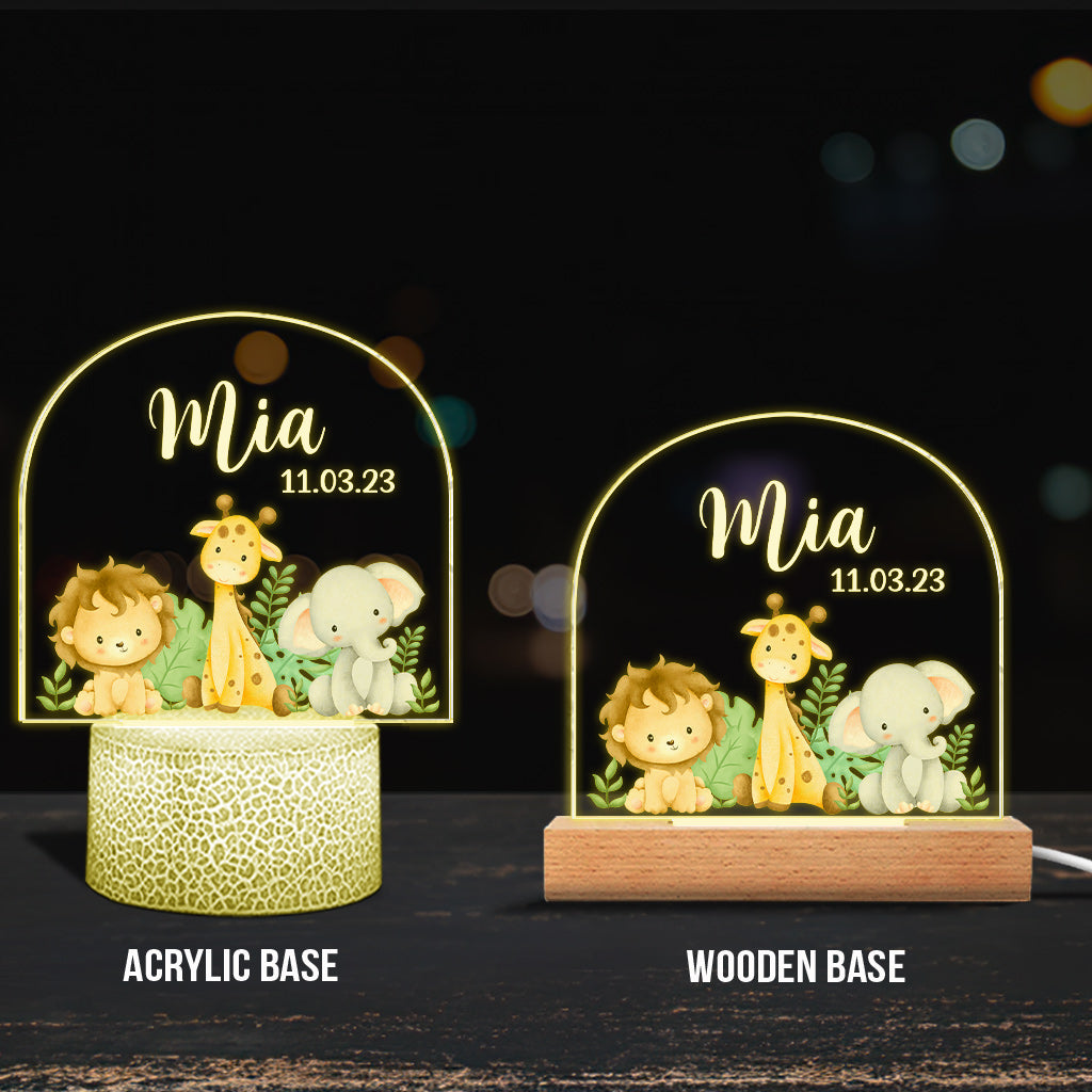 Nursery Gift For Newborn - Personalized Kid Shaped Plaque Light Base