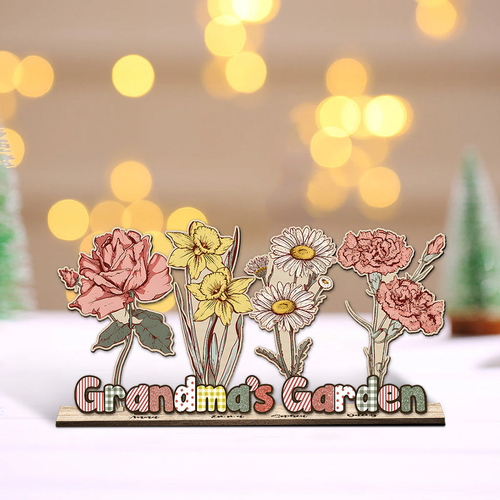 Fleurs de naissance du jardin de grand-mère - Cadeau pour grand-mère - Grand bouquet personnalisé à un étage, autoportant