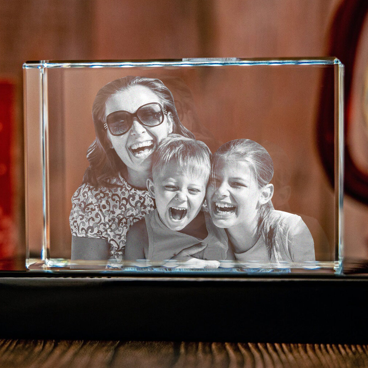 Custom Photo - Personalized Mother Laser Engraving 3D Cuboid Shaped Crystal Lamp