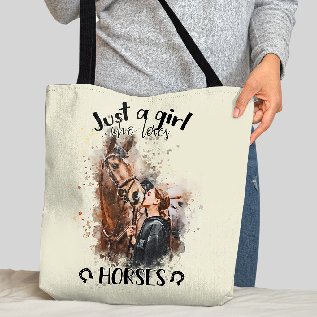 Just A Girl Who Loves Horses - Personalized Horse Tote Bag
