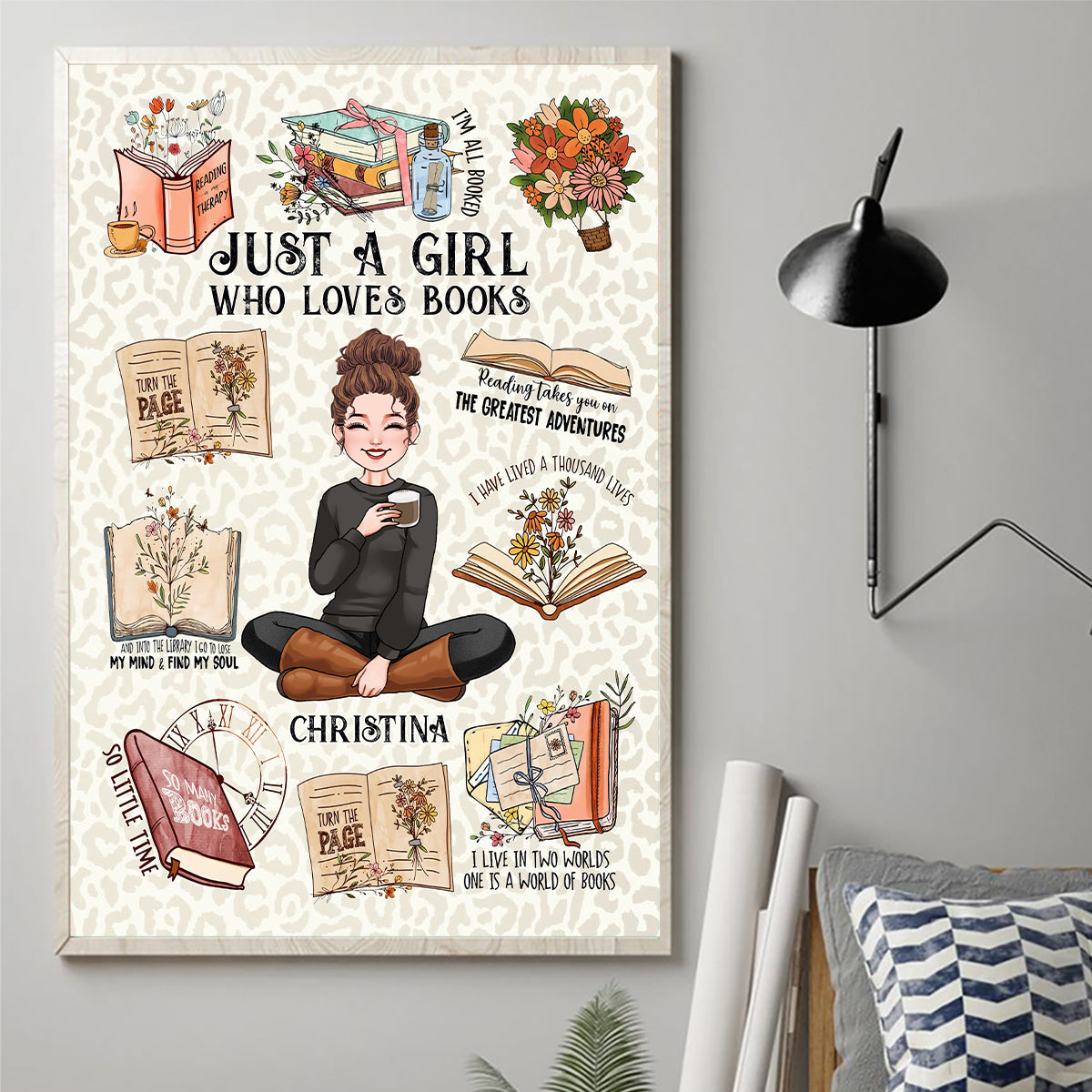 Just A Girl Who Loves Books - Personalized Book Canvas And Poster