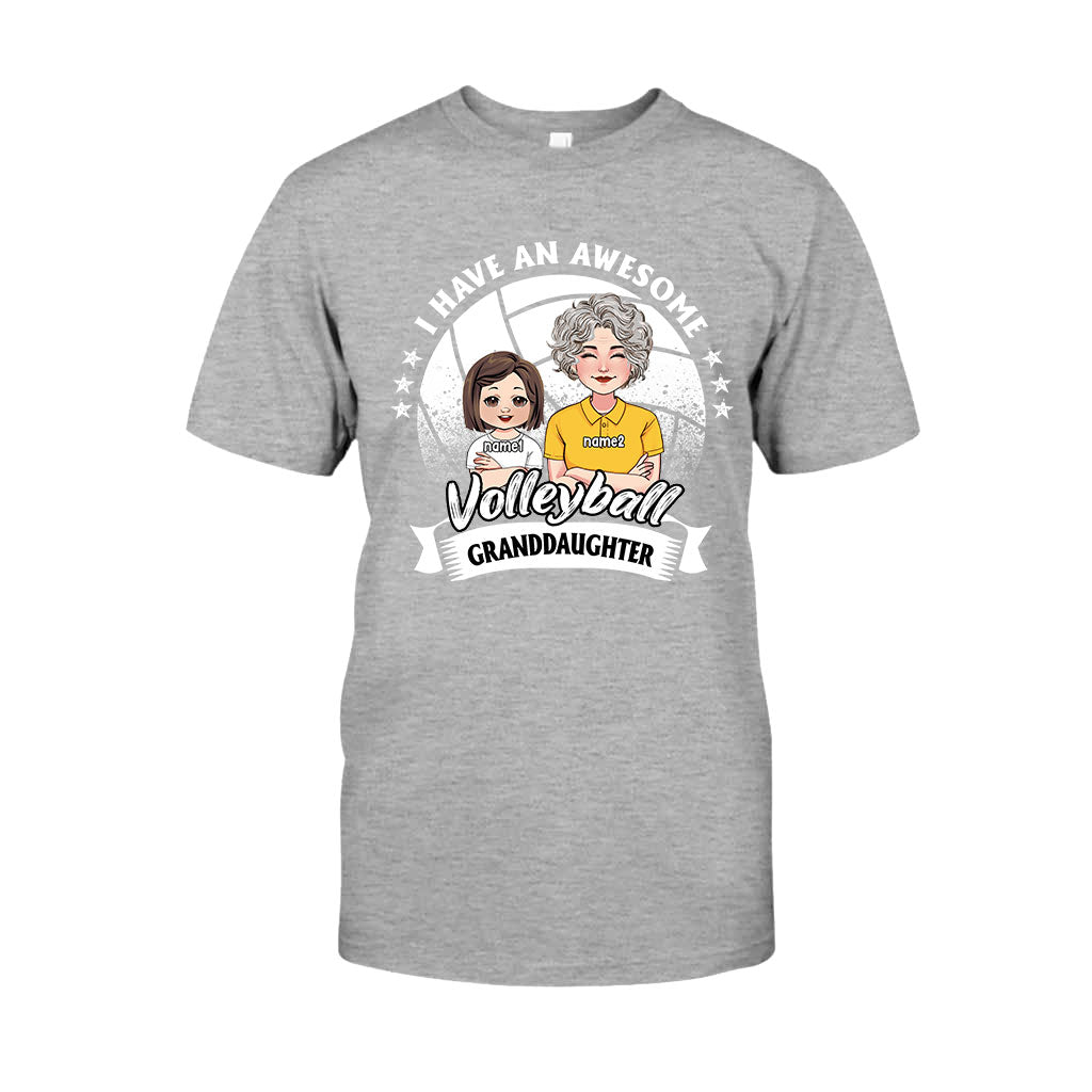 Awesome Volleyball Granddaughter - Personalized Volleyball T-shirt And Hoodie