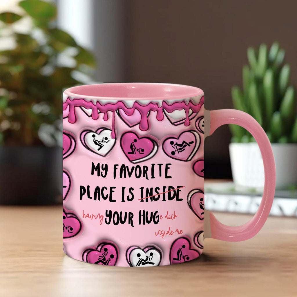 My Favorite Place Is Inside Your Hug Heart Candy - Personalized Couple Accent Mug