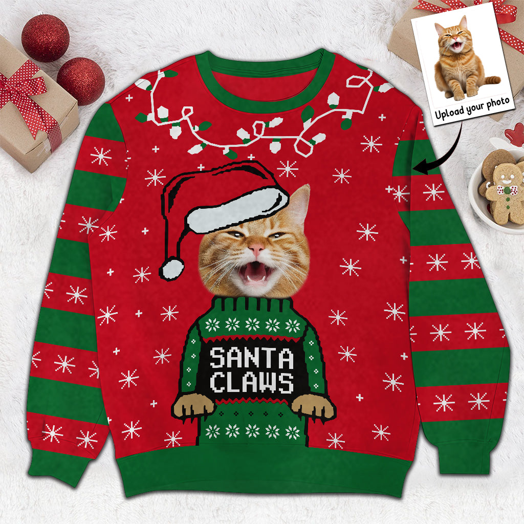 Santa Claws Christmas - Personalized Cat Ugly Sweater