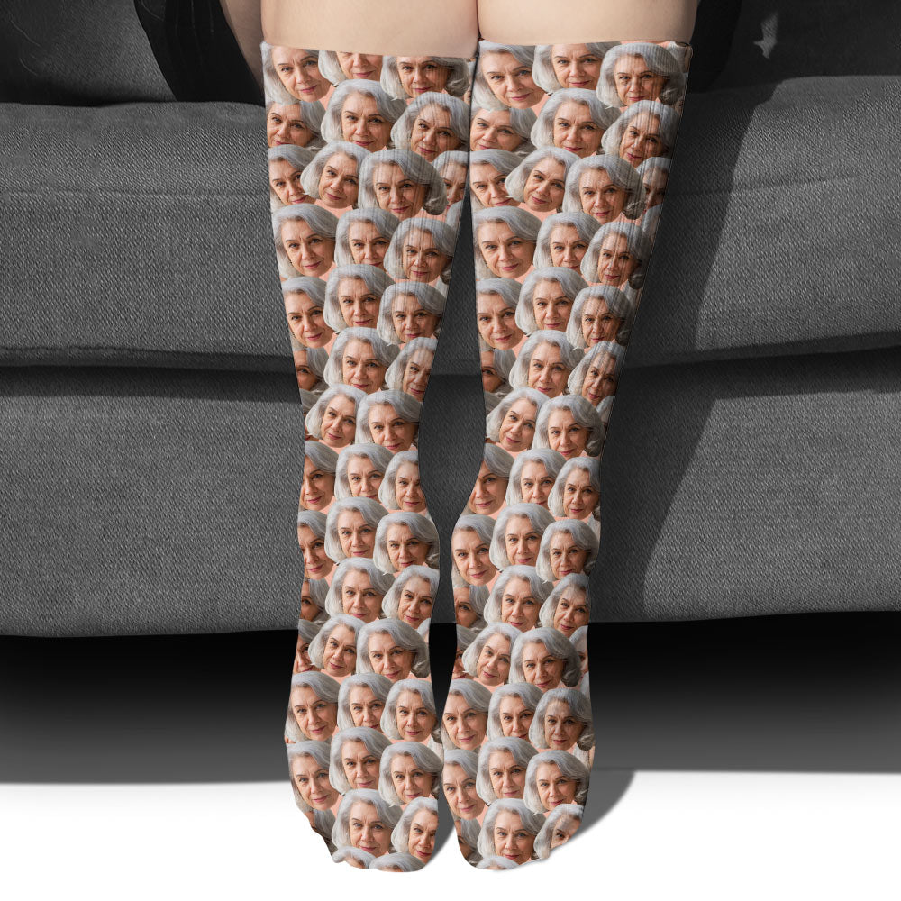 Customizable Printed Face - Personalized Grandma Socks